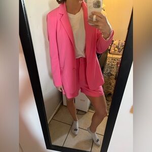 Vibrant Pink Blazer and Shorts Set